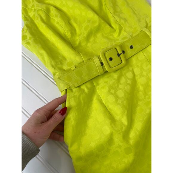 NWOT Banana Republic Canary Yellow Sleeveless Textured Lined Belt Sheath Dress 0 - Picture 5 of 8